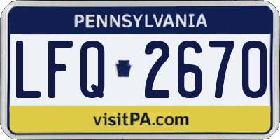 PA license plate LFQ2670