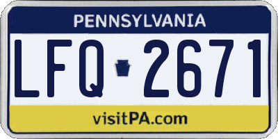PA license plate LFQ2671