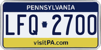 PA license plate LFQ2700