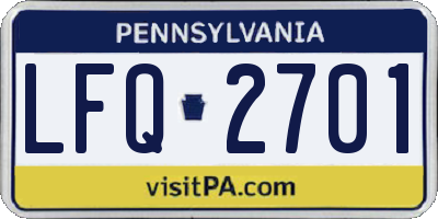 PA license plate LFQ2701