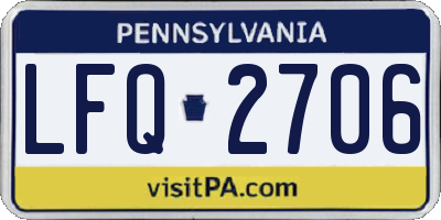 PA license plate LFQ2706