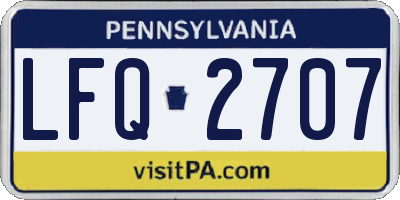 PA license plate LFQ2707
