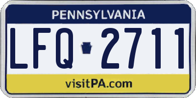 PA license plate LFQ2711