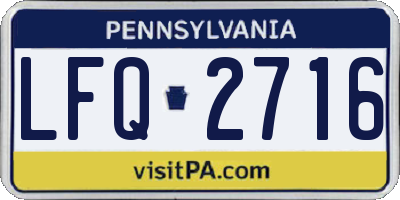 PA license plate LFQ2716