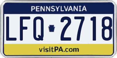 PA license plate LFQ2718