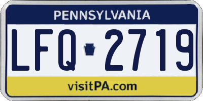 PA license plate LFQ2719