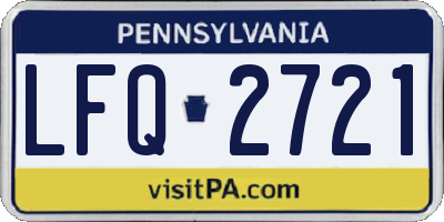 PA license plate LFQ2721