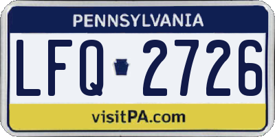 PA license plate LFQ2726