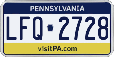 PA license plate LFQ2728