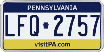 PA license plate LFQ2757