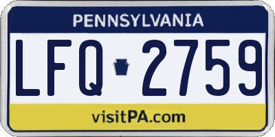 PA license plate LFQ2759
