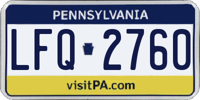 PA license plate LFQ2760