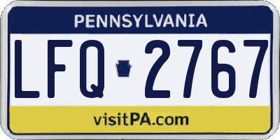 PA license plate LFQ2767