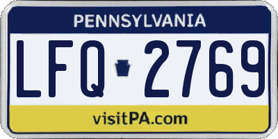 PA license plate LFQ2769