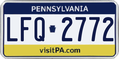 PA license plate LFQ2772