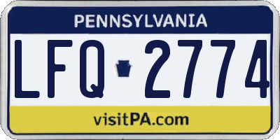 PA license plate LFQ2774