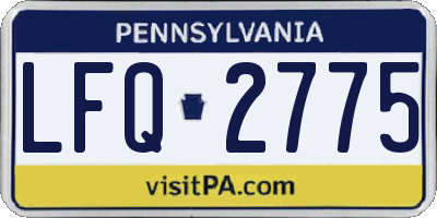 PA license plate LFQ2775