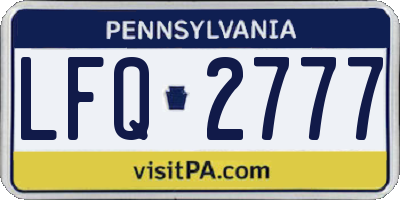 PA license plate LFQ2777
