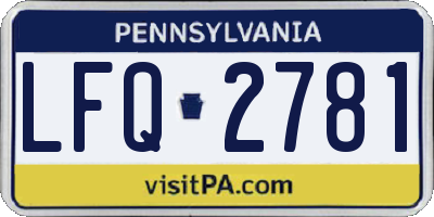 PA license plate LFQ2781