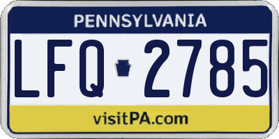PA license plate LFQ2785