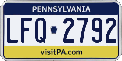 PA license plate LFQ2792
