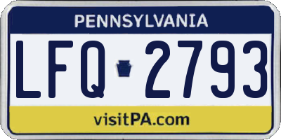 PA license plate LFQ2793