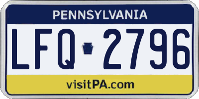 PA license plate LFQ2796