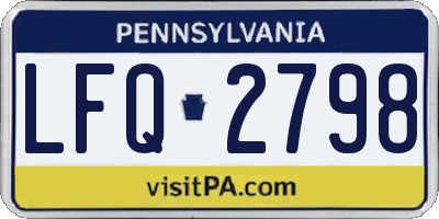 PA license plate LFQ2798