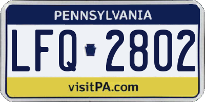 PA license plate LFQ2802