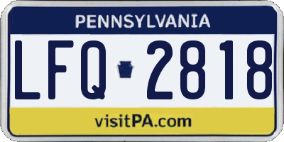 PA license plate LFQ2818