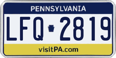 PA license plate LFQ2819