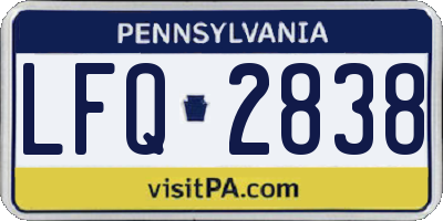 PA license plate LFQ2838