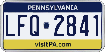 PA license plate LFQ2841