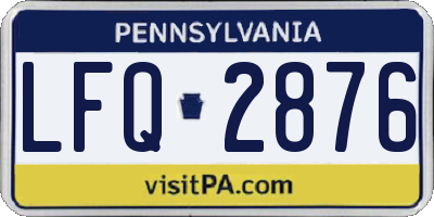 PA license plate LFQ2876