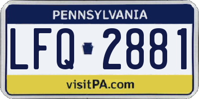PA license plate LFQ2881