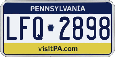 PA license plate LFQ2898
