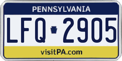 PA license plate LFQ2905