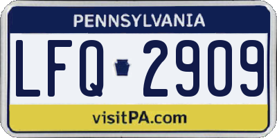 PA license plate LFQ2909