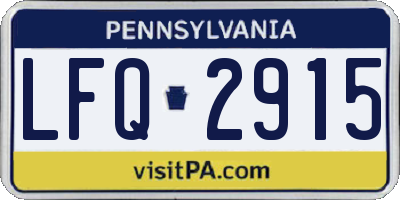 PA license plate LFQ2915