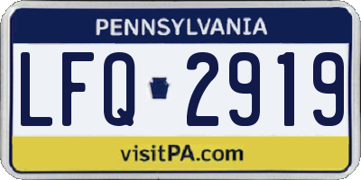 PA license plate LFQ2919