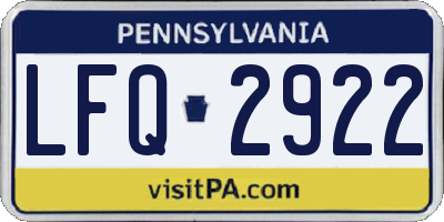 PA license plate LFQ2922