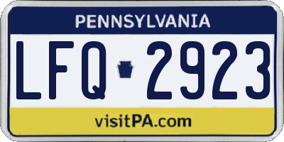 PA license plate LFQ2923