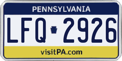 PA license plate LFQ2926