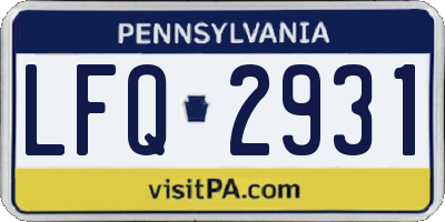 PA license plate LFQ2931