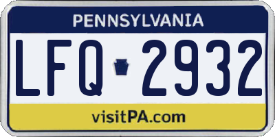 PA license plate LFQ2932