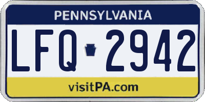 PA license plate LFQ2942