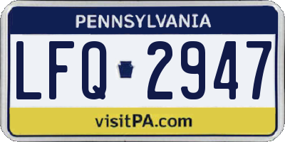 PA license plate LFQ2947