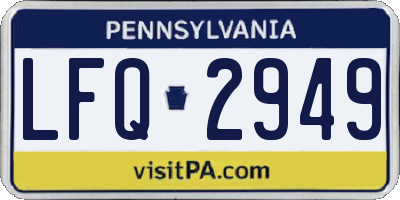 PA license plate LFQ2949