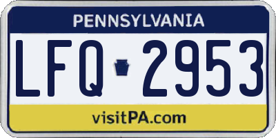 PA license plate LFQ2953