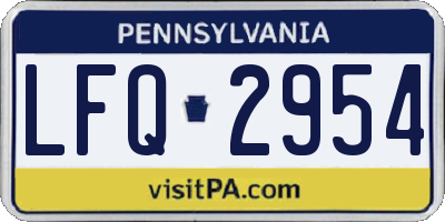 PA license plate LFQ2954